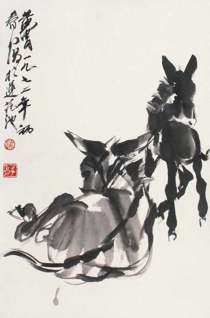 黄胄 双驴图 立轴